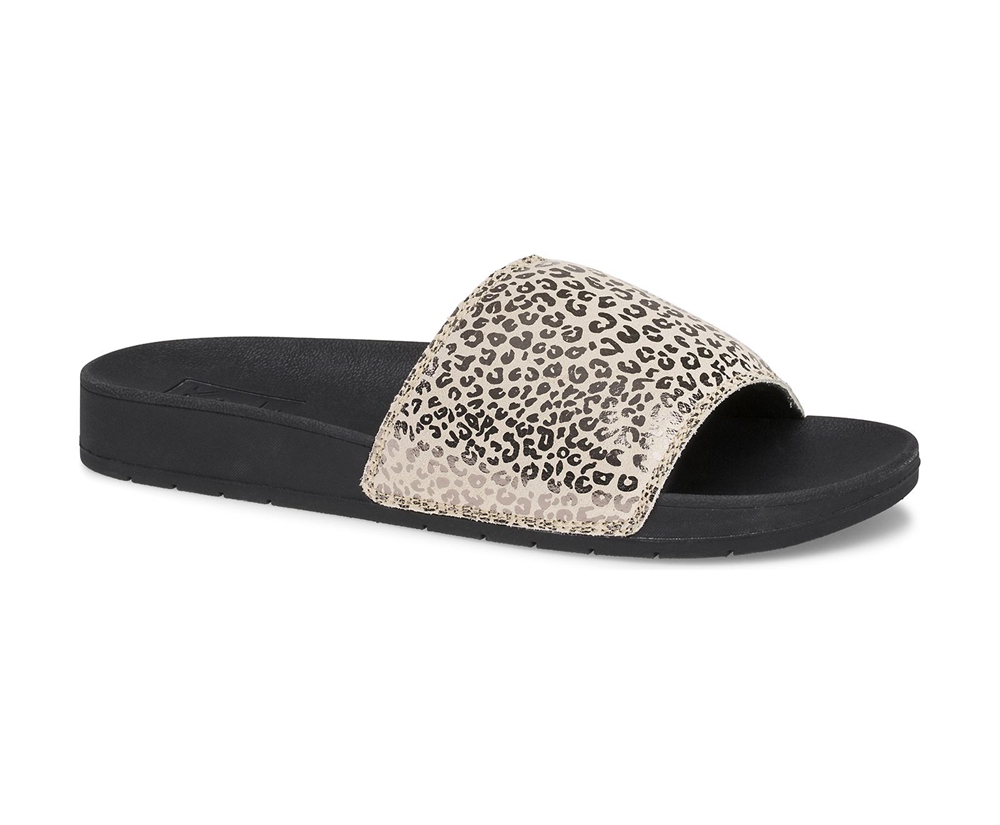 Sandalias Keds Mujer Negros/Dorados - Bliss Ii Cuero Leopard - 2693-TSCEO